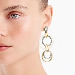 J. Crew Gold & Crystal Linked Hoop Drop Earrings